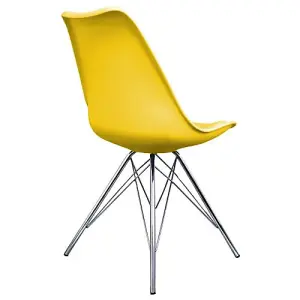 Soho Yellow Plastic Dining Chair with Chrome Metal Legs