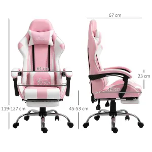 Vinsetto Racing Gaming Chair w/ Lumbar Support, Office Gamer Chair, Pink