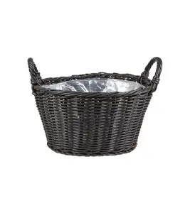 Polyrattan Lined Basket Willow H28Cm D38Cm