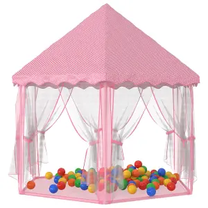 Berkfield Princess Play Tent with 250 Balls Pink 133x140 cm