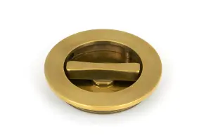 From The Anvil Aged Brass 75mm Art Deco Round Pull - Privacy Set