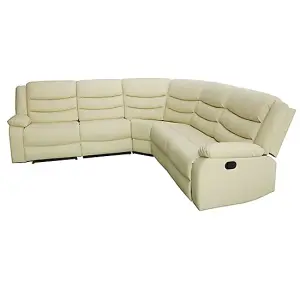 Sorreno Bonded Leather Recliner Corner Sofa In Ivory