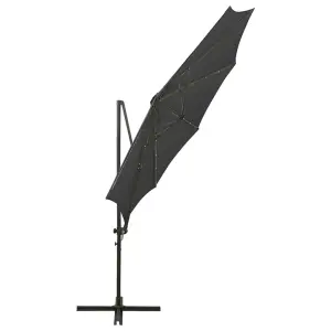 Berkfield Cantilever Umbrella with Pole and LED Lights Anthracite 300 cm