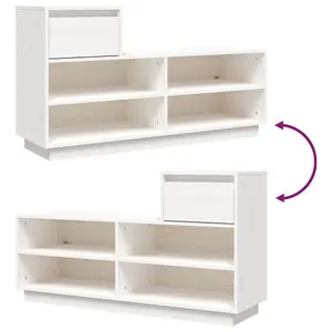 Shoe Cabinet White 110x34x61 cm Solid Wood Pine