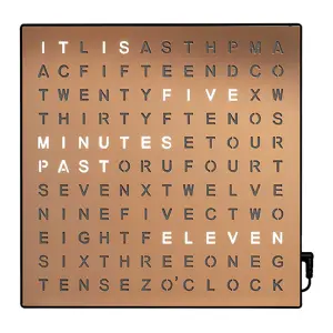 Electronic Led Light Up Word Clock Battery USB Powered Wall Bedside Copper Black