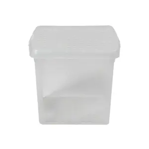 Wham Clip 2x 14L Square Plastic Storage Boxes with Secure Clip Lock Lids. L:29 x W:29 x H:26cm Clear/Clear/Clear