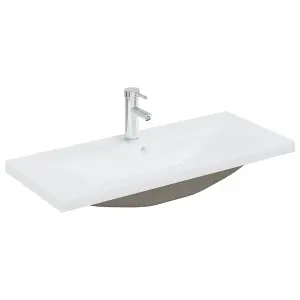 Berkfield Built-in Basin with Faucet 91x39x18 cm Ceramic White