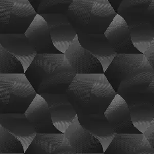 Erismann 3D Geometric Metallic Geo Textured Hexagon Wave Wallpaper Feature Wall Charcoal Silver Grey 339573