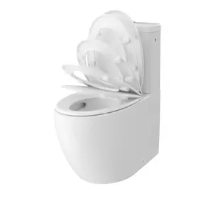 GoodHome Kentia White Close-coupled Round Toilet & cistern with Soft close seat & Close coupled cistern