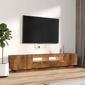 Berkfield 2 Piece TV Cabinet Set with LED Lights Smoked Oak Engineered Wood