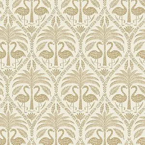 Grandeco Beige Flamingo Metallic effect Embossed Wallpaper Sample