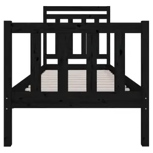 Berkfield Bed Frame Black Solid Wood 75x190 cm 2FT6 Small Single