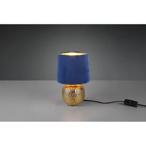 Luminosa Sophia Modern Table Lamp with Round Tapered Shade Gold Blue Shade - UK Stock