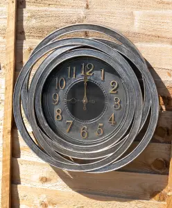 Large Silver Round Wall Hanging Clock