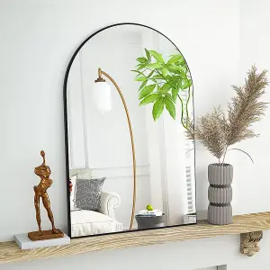 Black Arched Wall Mounted Framed Bathroom Mirror 400 x 600 mm