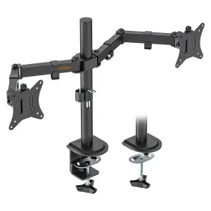 VonHaus Dual Monitor Arm for 13 to 32 Inch Screens - Dual Monitor Desk Mount with Clamp - 180 Tilt and 360 Rotation & Swivel