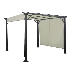 3 x 3 m Outdoor Pergola Gazebo with Retractable Cnopy UV Protection Waterproof for Decks Backyard