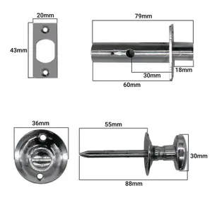 EAI - Bathroom Bolt Oval Thumb Turn & Release c/w Mortice Rack Bolt  - Satin Chrome