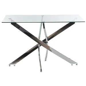 Glass Top Dining Table 120 X 70 Cm Silver MARAMO