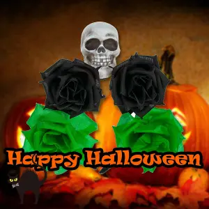 Halloween Glitter Headband 3 Roses Skull Design Trick or Treat Party  Green