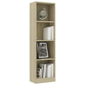 Berkfield 4-Tier Book Cabinet Sonoma Oak 40x24x142 cm Engineered Wood