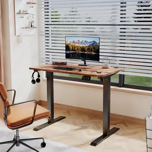 Hieronymus Electric Height Adjustable T-Shape Standing Desk Walnut / Black / 122 x 100 x 60 cm