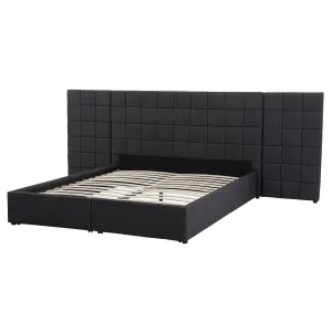 Fabric EU King Size Bed with Storage Grey MILLAU