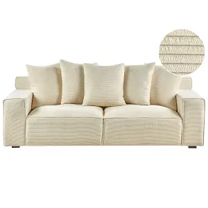 3 Seater Jumbo Cord Sofa Beige VISKAN