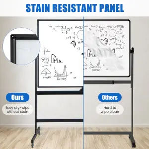 Costway Double Sided Magnetic Whiteboard Adjustable Mobile Revolving Board with Magnets