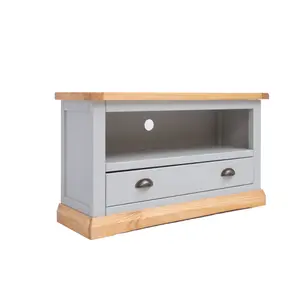 Bomporto Light Grey 1 Drawer TV Cabinet Brass Cup Handle