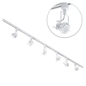 Litecraft Greenwich White 6 Head 2m Straight Kitchen Ceiling Light with LED Bulbs