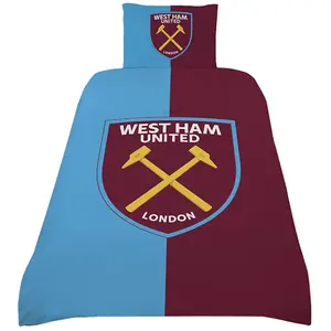 West Ham United FC Reversible Duvet Set Maroon/Blue/Yellow (Single)