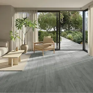 Set of 36 Grey Realistic Woodgrain Effect Self Adhesive PVC Flooring Wood Plank Waterproof Covering 5m²