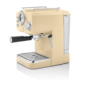 Swan Retro Pump Espresso Coffee Machine, Cream, 15 Bars of Pressure, Milk Frother, 1.2L Tank, SK22110CN