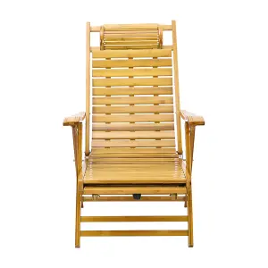 Foldable Adjustable Bamboo Indoor and Outdoor Wooden Rocking Chair Sun Lounge Recliner Chair