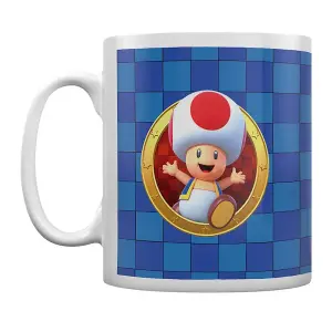 Super Mario Portrait Toad Mug Blue/White (One Size)