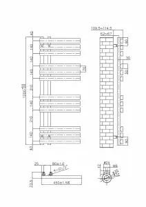 Rinse Bathrooms Designer Electric Thermostatic Heated Towel Rail D Shape Bathroom Radiator Warmer 1200x450mm Brushed Brass