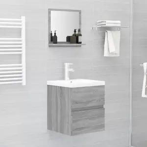 Berkfield Bathroom Mirror Grey Sonoma 40x10.5x37 cm Engineered Wood