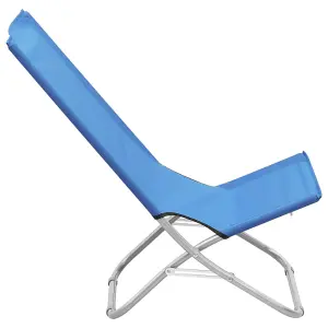 Berkfield Folding Beach Chairs 2 pcs Blue Fabric