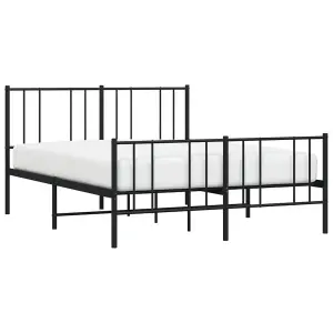 Berkfield Metal Bed Frame with Headboard and Footboard Black 140x200 cm