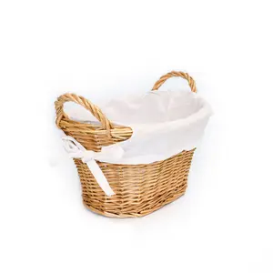 Hand Woven Wicker Laundry Basket with Handles Natural / Medium (22 cm x 42 cm x 32 cm)