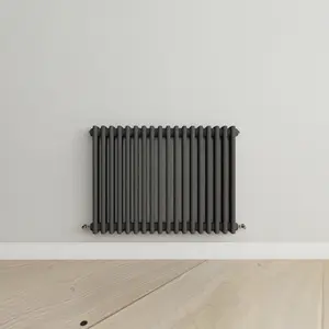 Horizontal Anthracite Triple Column Radiator (H) 600mm x (W) 830mm, 5353 BTU.