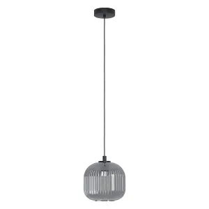 Pendant Ceiling Light Black Shade Black Transparent Glass Vaporized Bulb E27 1x40W