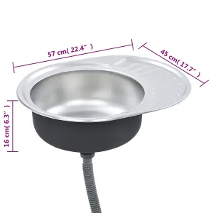 Berkfield Kitchen Sink with Strainer and Trap Oval Stainless Steel