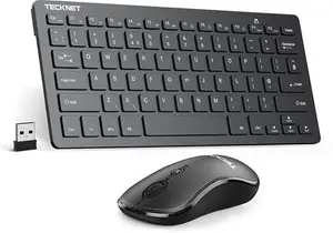 TECKNET Mini Wireless Keyboard And Mouse Set, 2.4G Cordless USB Keyboard And Silent Mouse Comb With Nano USB Receiver, 12 Multimedia Shortcuts For