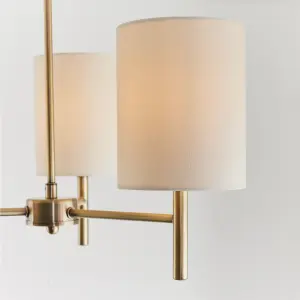 Anson Lighting Phoenix 3lt Semi Flush light finished in Antique brass plate and cream fabric