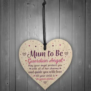 Red Ocean Mum To Be Gifts Guardian Angel Wooden Heart Baby Shower Gifts Boys Girls For Her