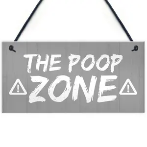 FUNNY Toilet Sign Warning POOP ZONE Bathroom Loo Plaque Shabby Chic Sign