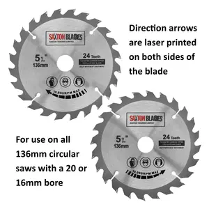 Saxton TCT13624T TCT Circular Blade 136mm x 24T