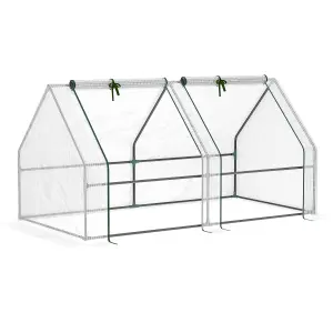 Outsunny Mini Small Greenhouse with Steel Frame & PE Cover & Window, White